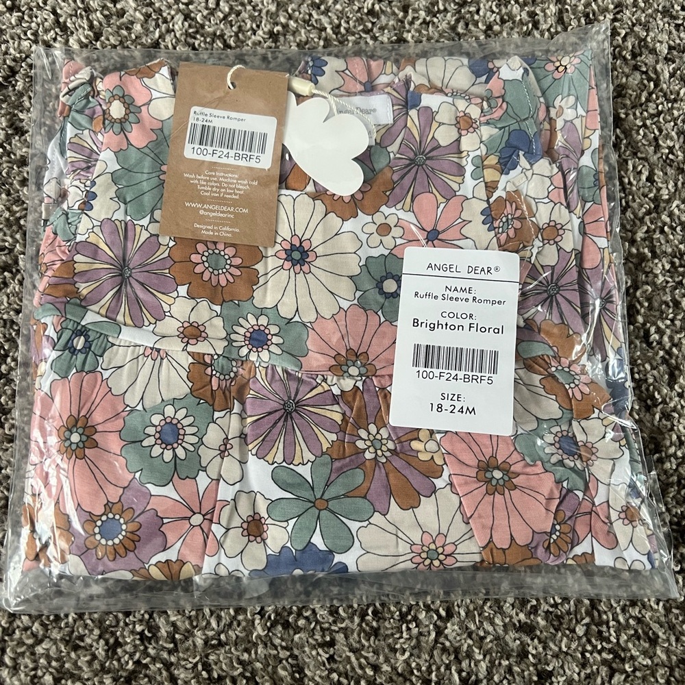 Angel Dear Bamboo Floral Ruffle Romper - Picture 2 of 5